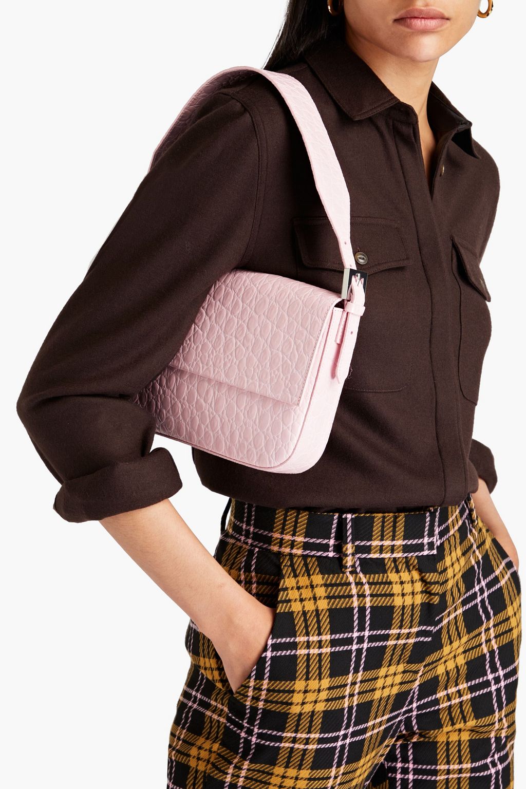 White Mini Rachel croc-effect leather shoulder bag | BY FAR | THE 
