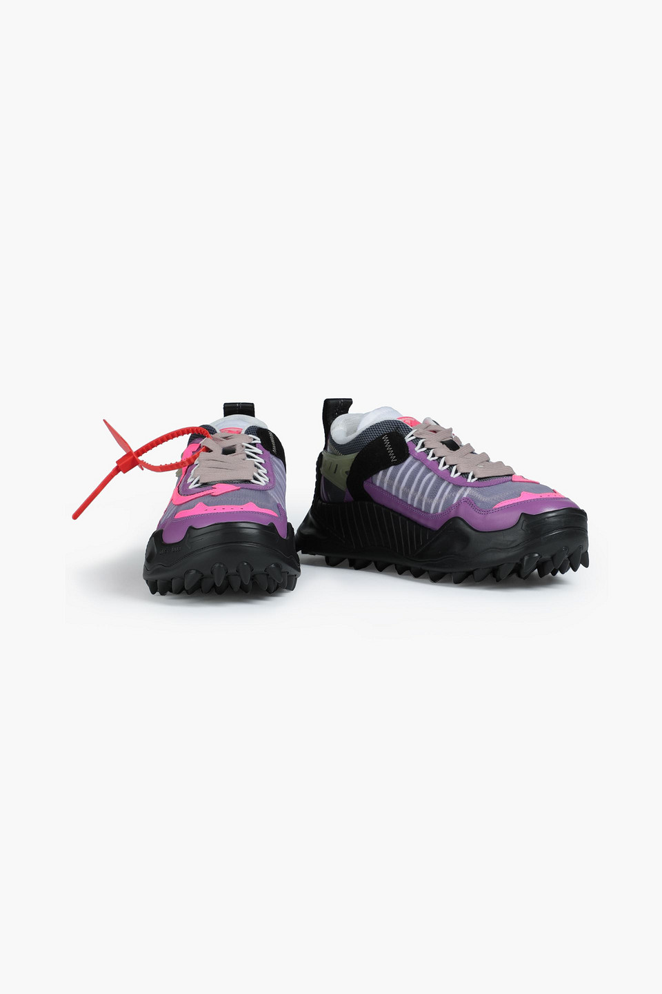 Off-white Odsy-1000 Logo-appliquéd Mesh And Leather Trainers In Purple