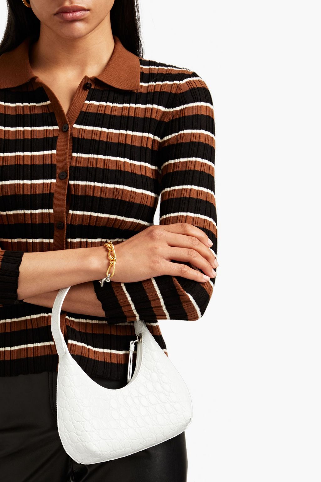 BY FAR Amber croc-effect leather shoulder bag