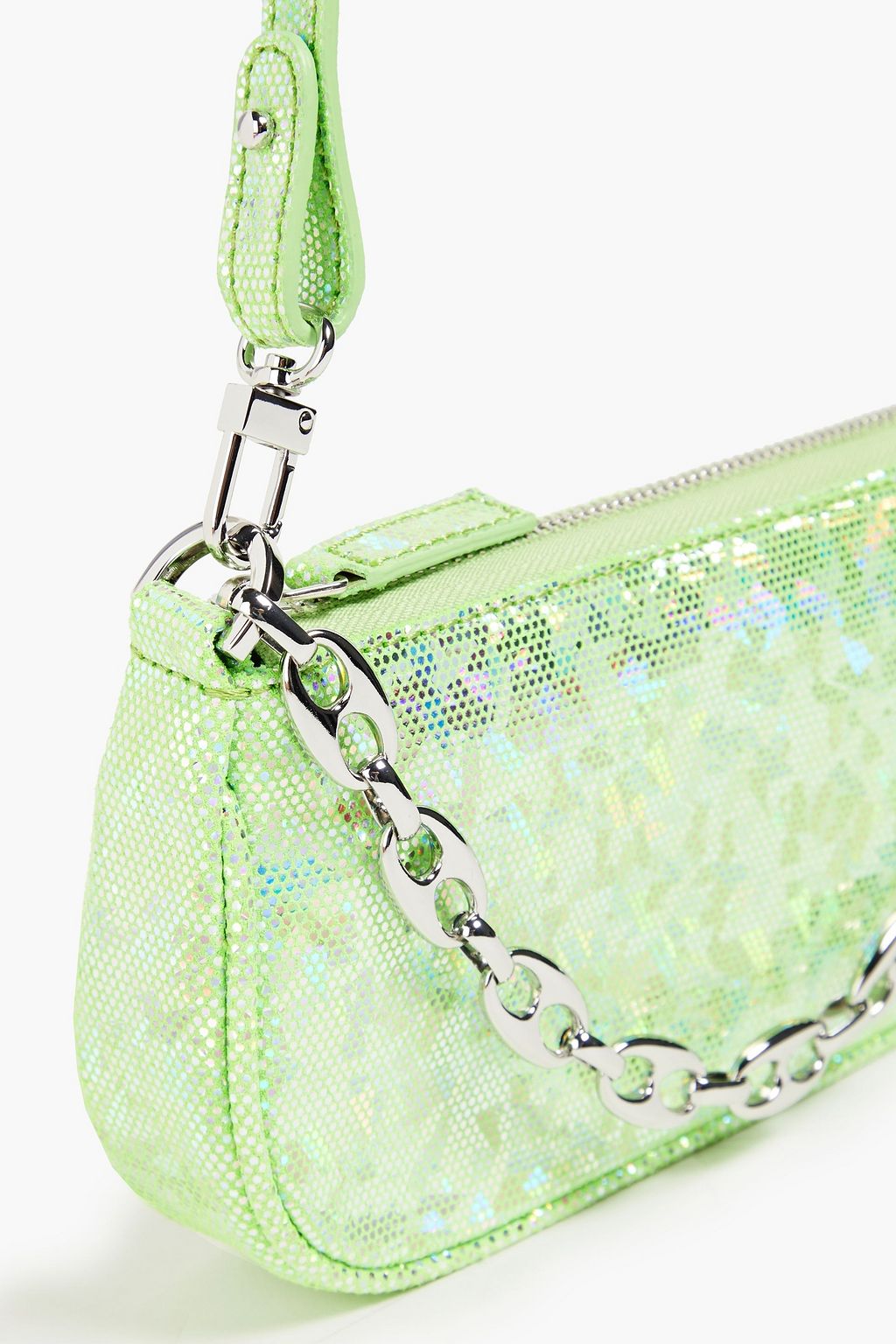 BY FAR Mini Rachel iridescent printed suede shoulder bag