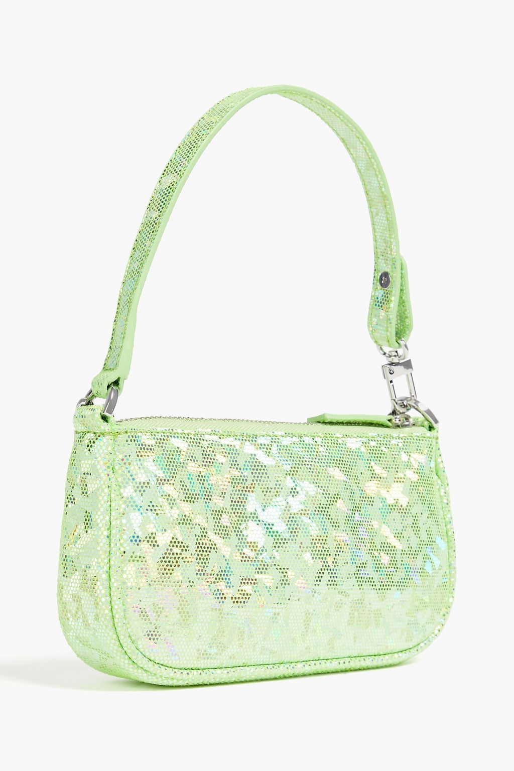 BY FAR Mini Rachel iridescent printed suede shoulder bag