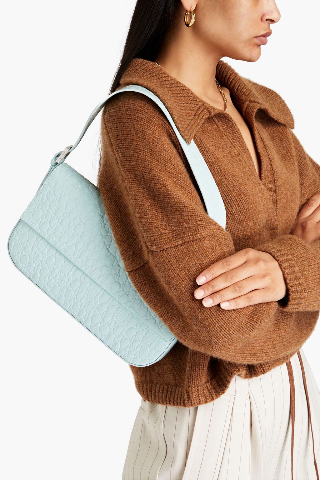 BY FAR Manu polished leather shoulder bag