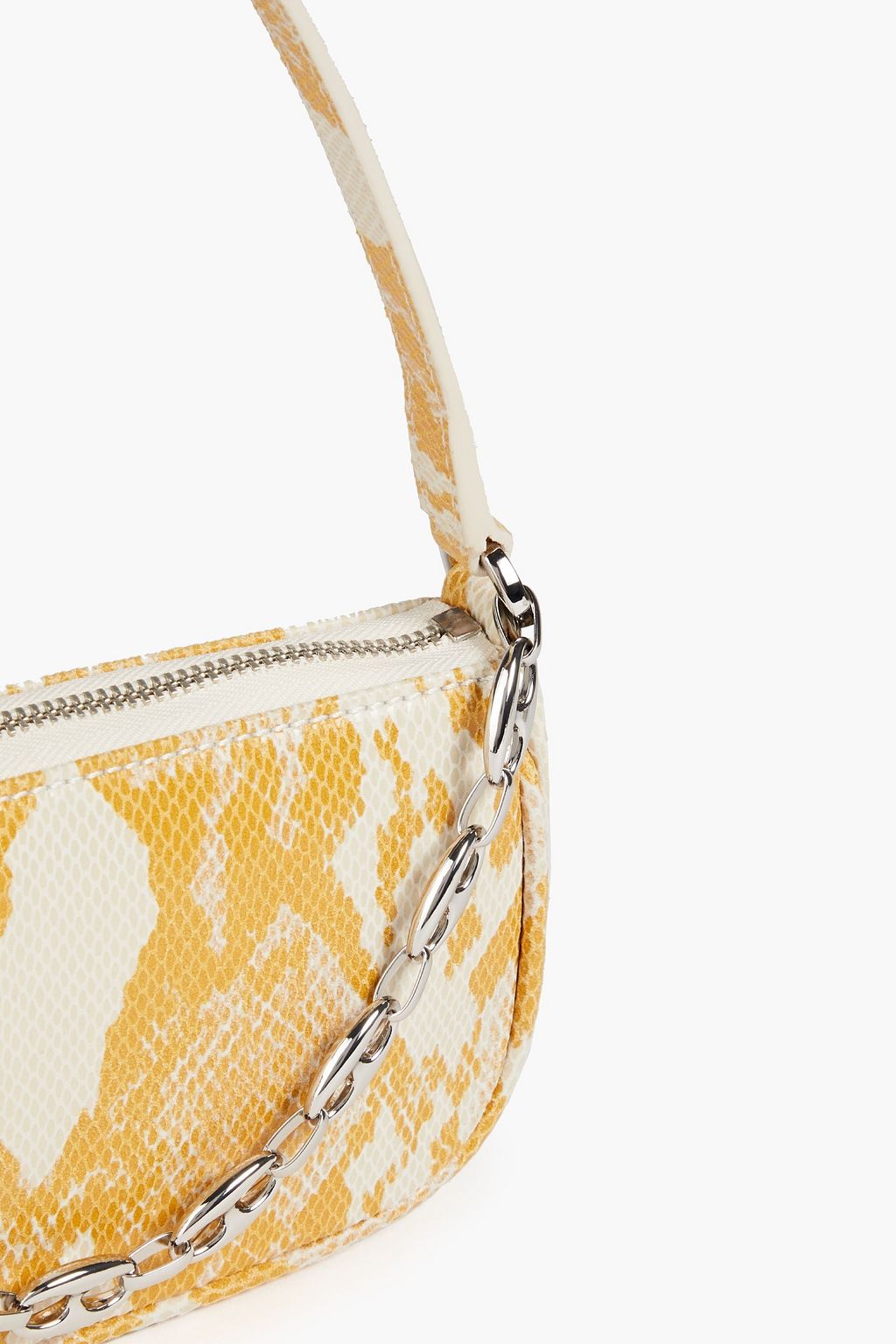 BY FAR Mini Rachel snake-print suede shoulder bag