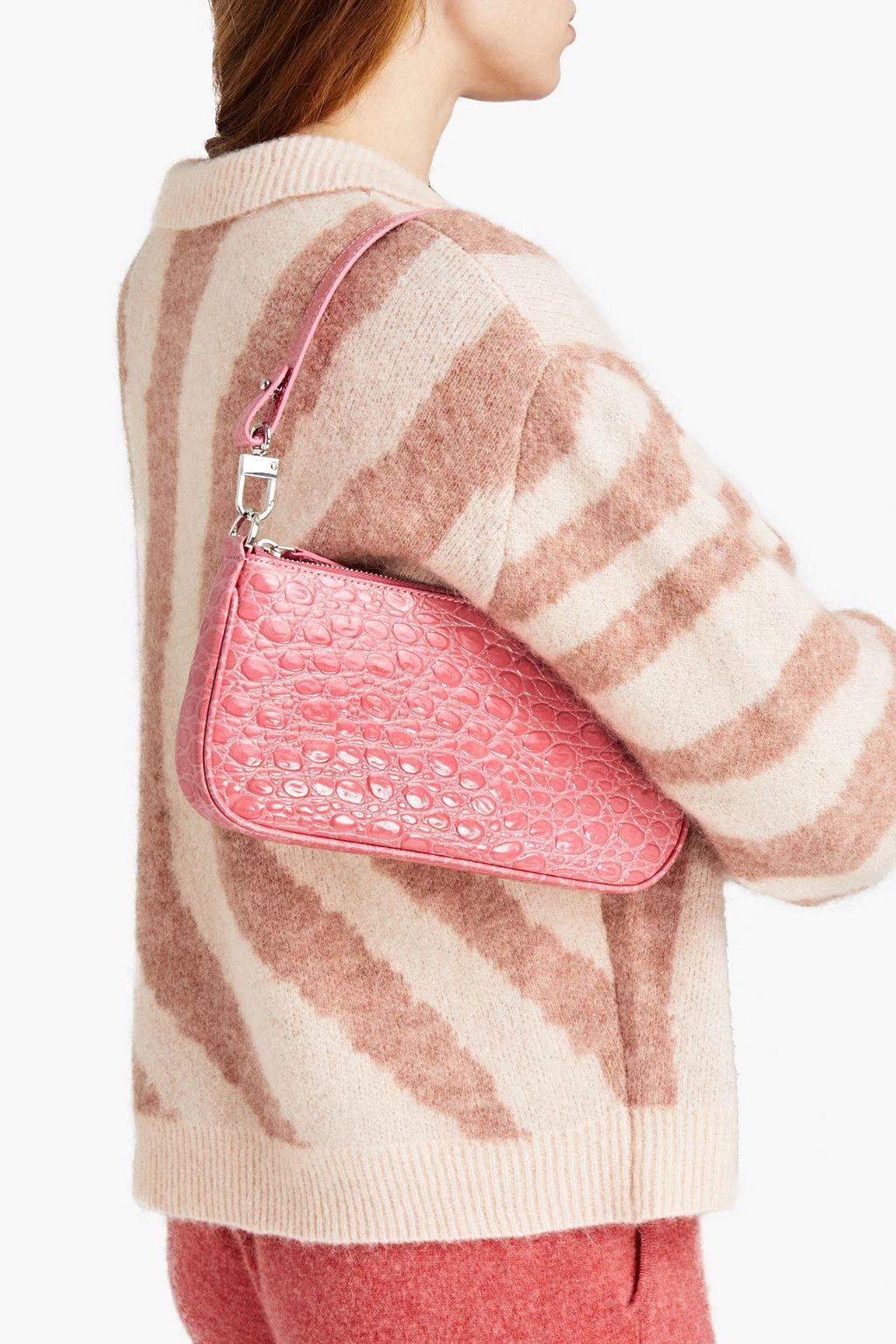 BY FAR Rachel croc-effect leather shoulder bag