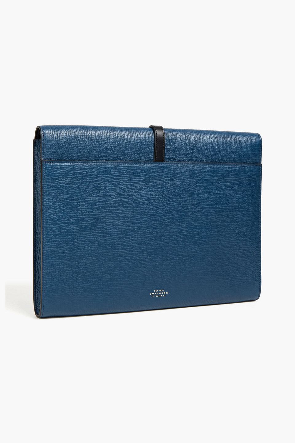 Smythson Man Ludlow Pebbled-leather Pouch In Blue