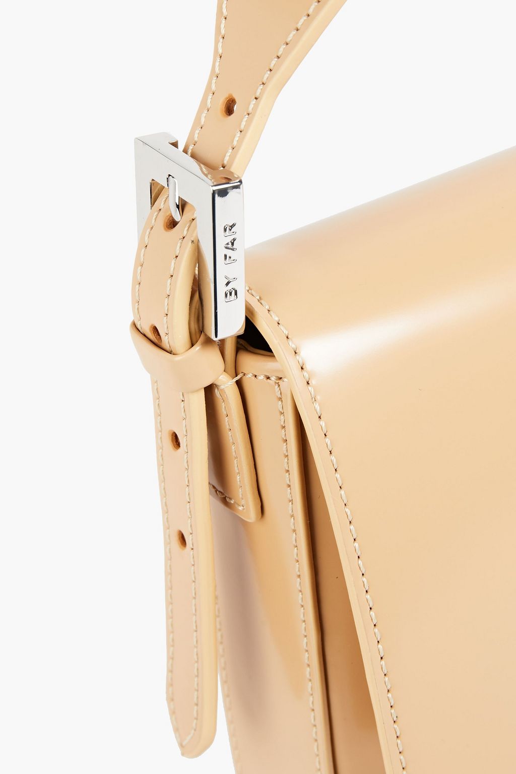 BY FAR Manu polished leather shoulder bag
