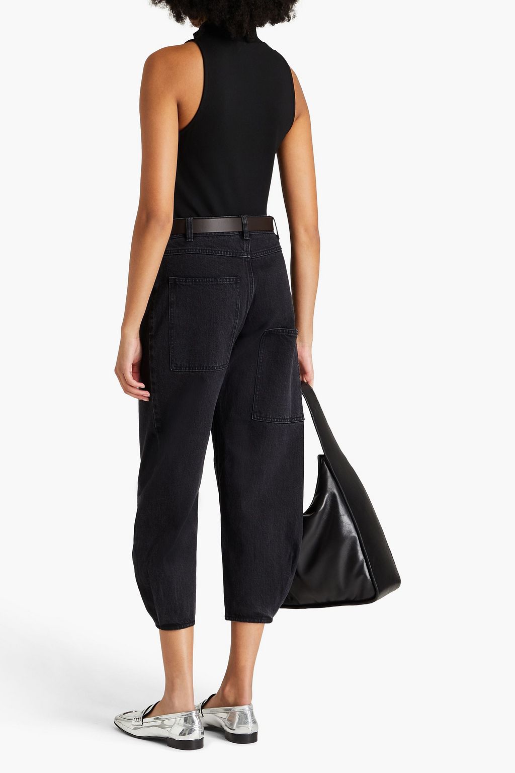 TIBI Cropped high-rise tapered jeans