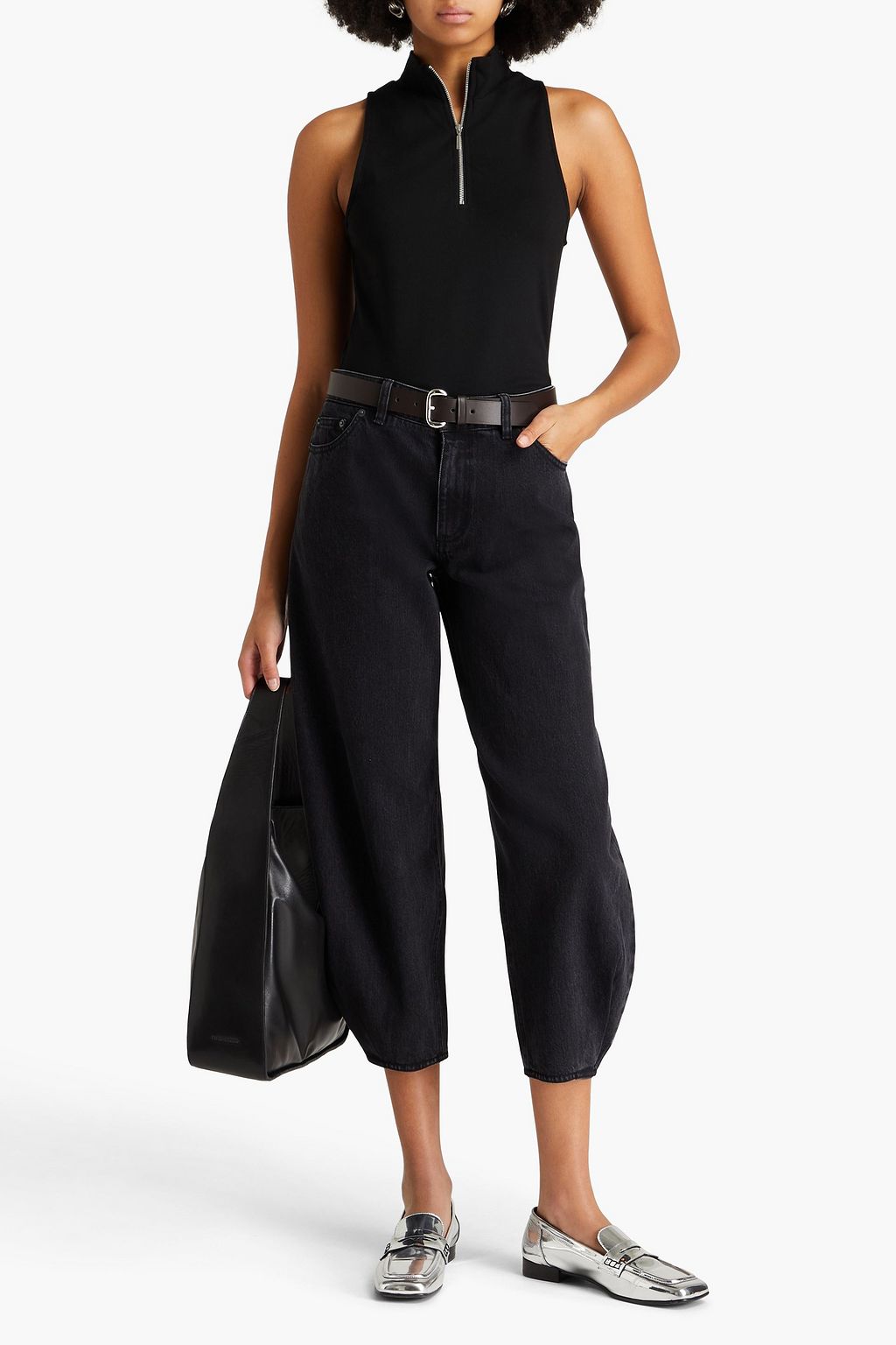 TIBI Cropped high-rise tapered jeans