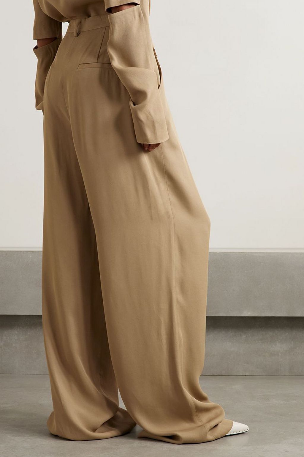 TIBI Lauren pleated wide-leg twill trousers