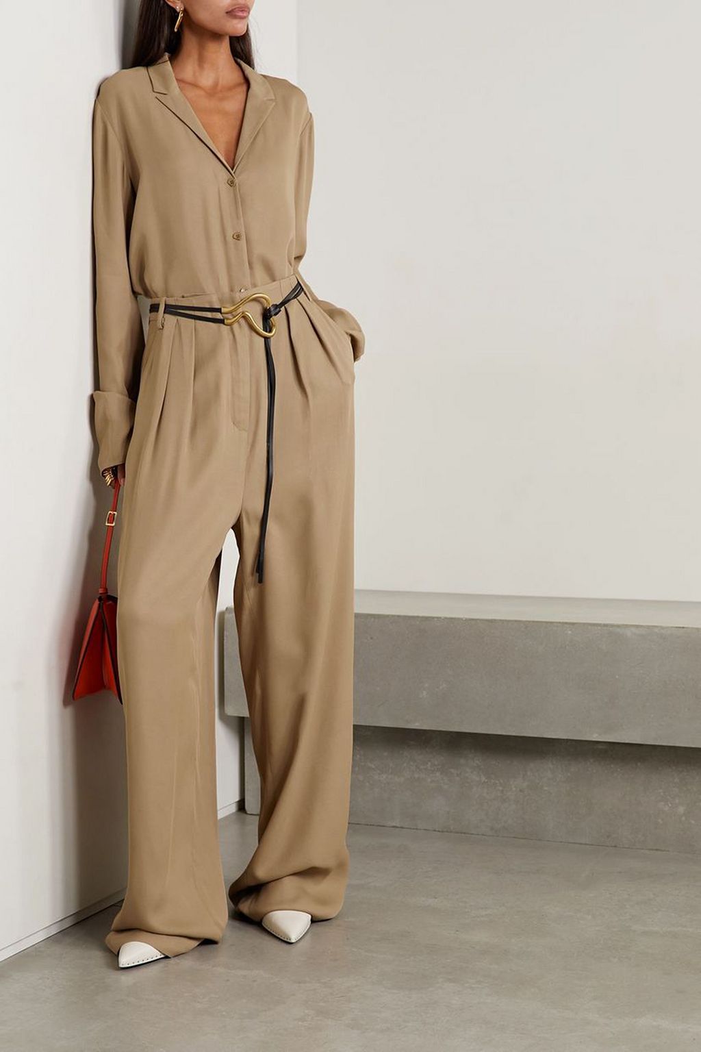 TIBI Lauren pleated wide-leg twill trousers