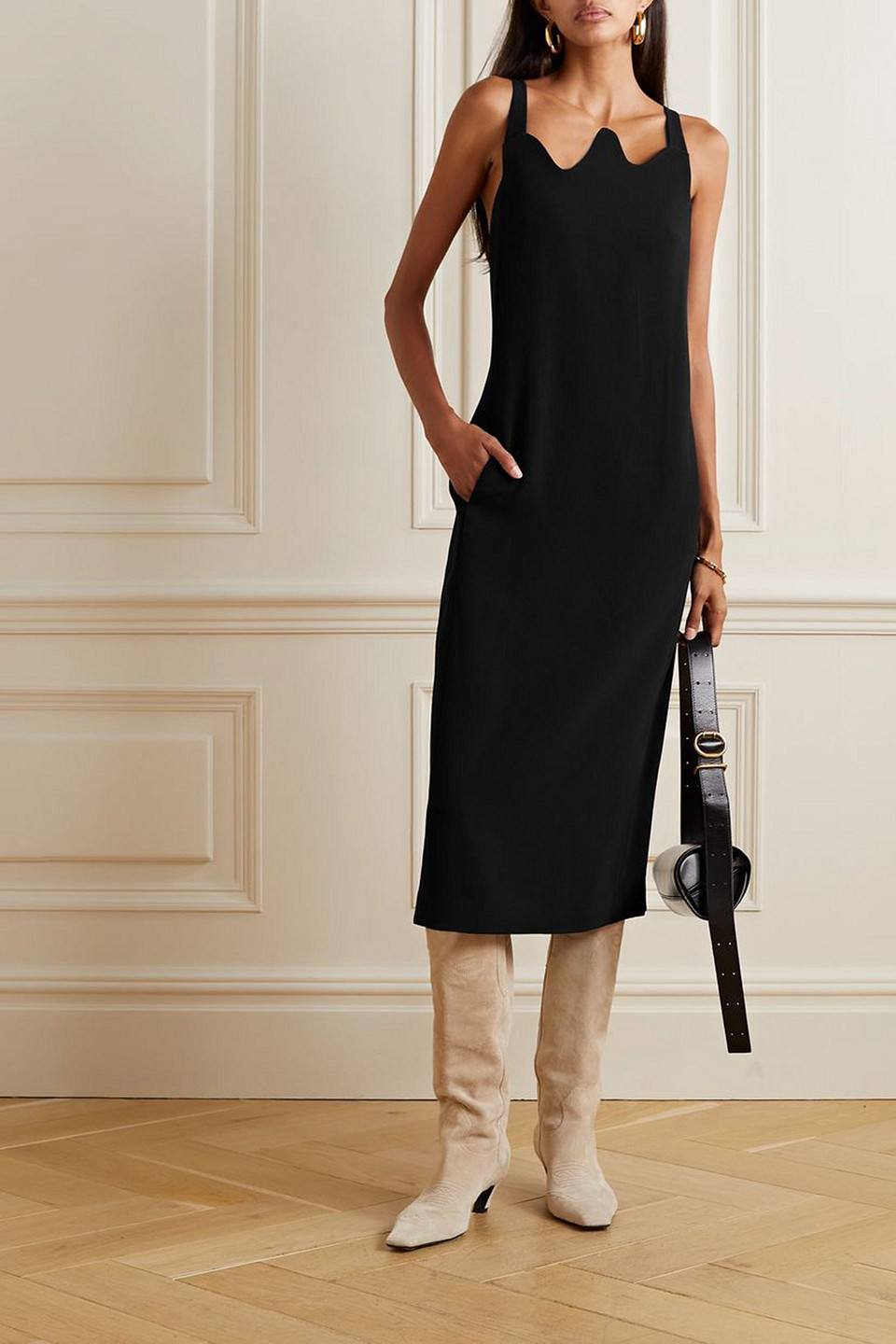  Tibi - Midikleid Aus Crêpe - Schwarz - Us 4 