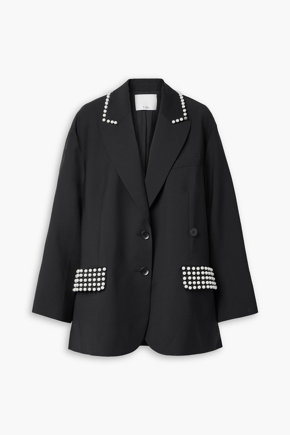 Tibi Alexis Beading Liam Blazer Aus Webstoff Mit Zierperlen