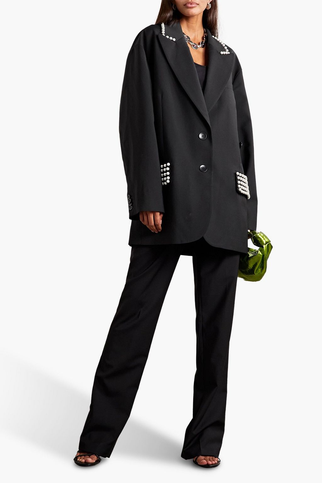 TIBI Alexis Beading Liam bead-embellished woven blazer