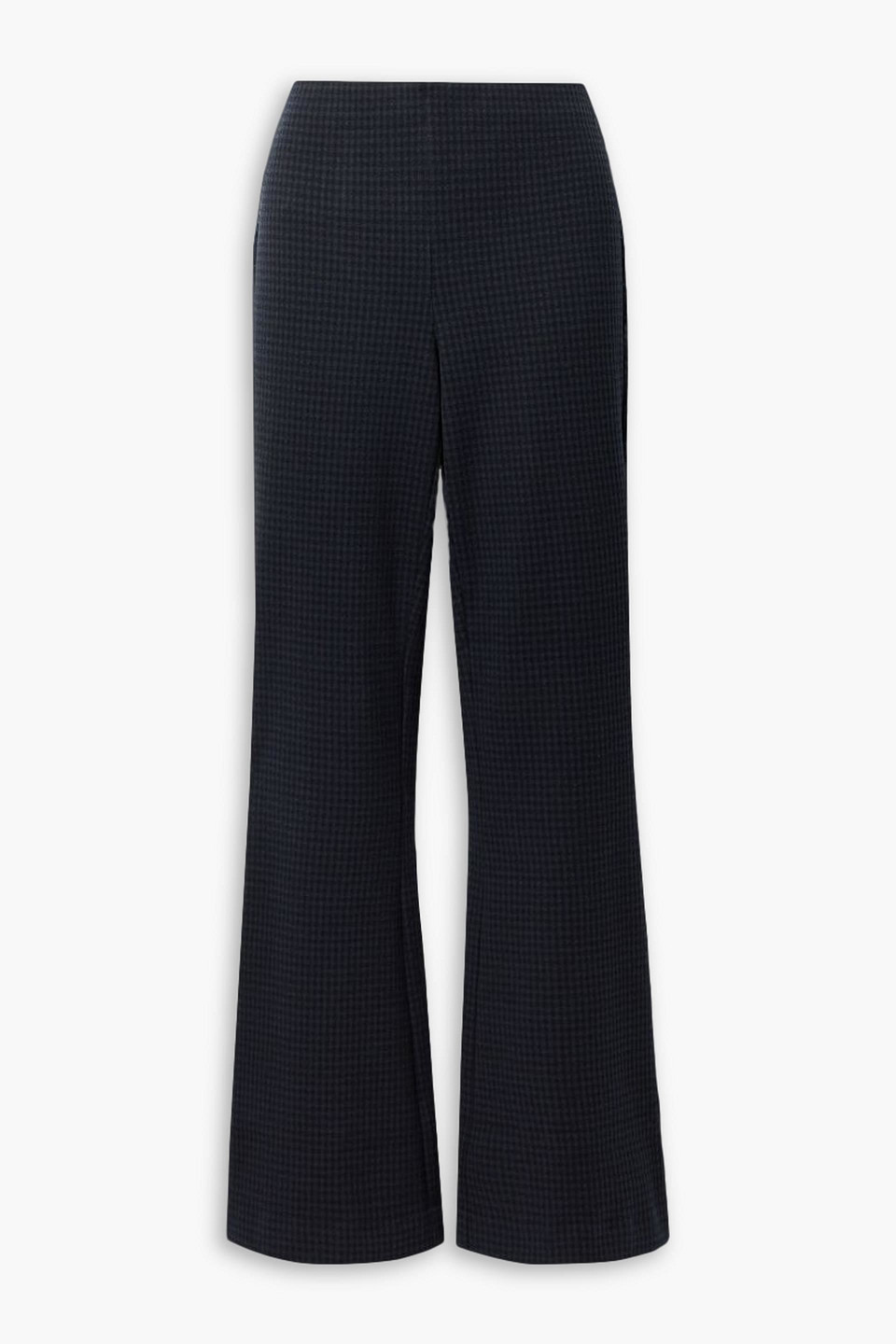 Tibi Ali Checked Stretch-knit Flared Pants In Midnight Blue