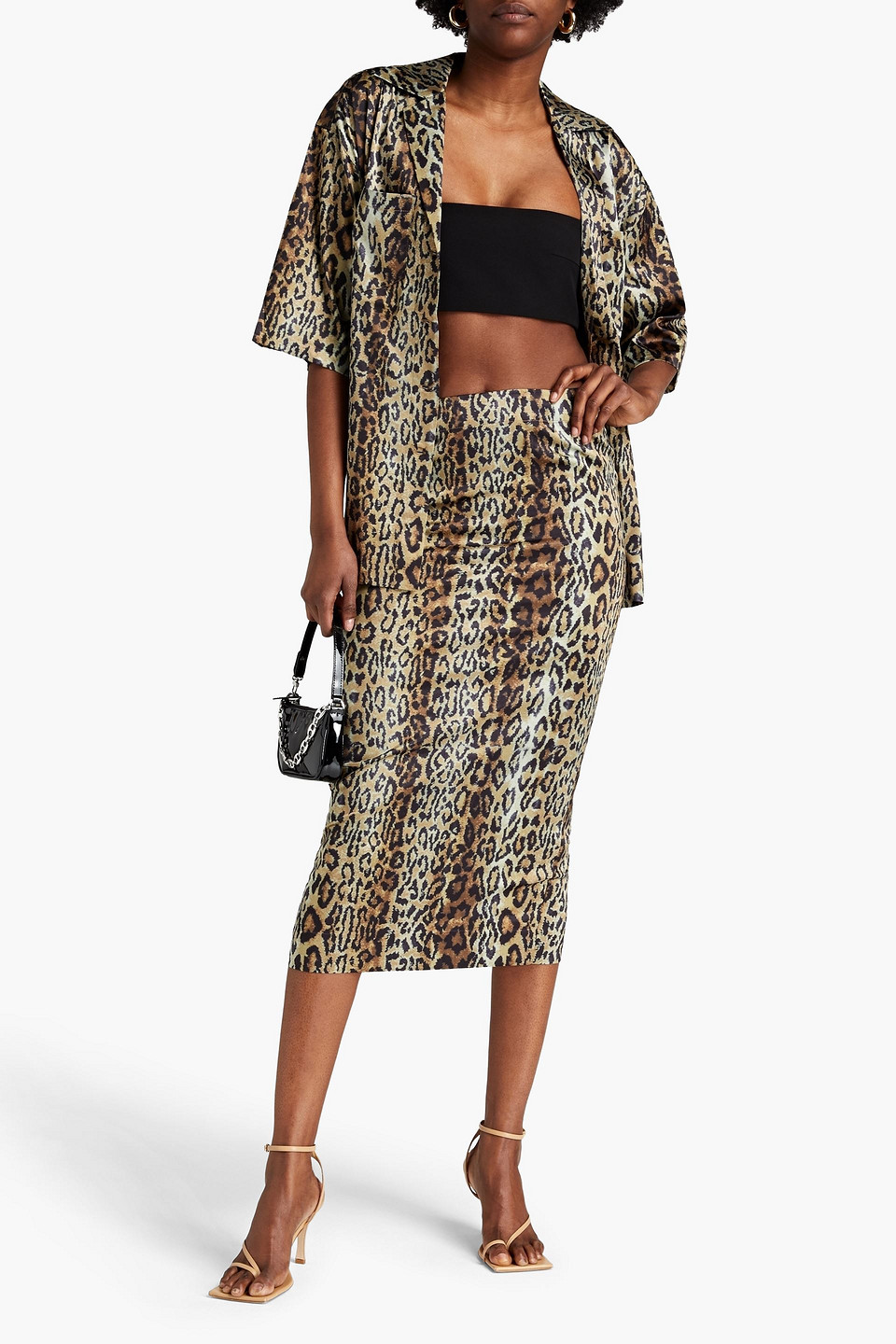 スカート ROTATE TASHA SKIRT WITH ANIMAL PRINT Rotate Birger Christensen Tasha Leopard-print Satin Midi