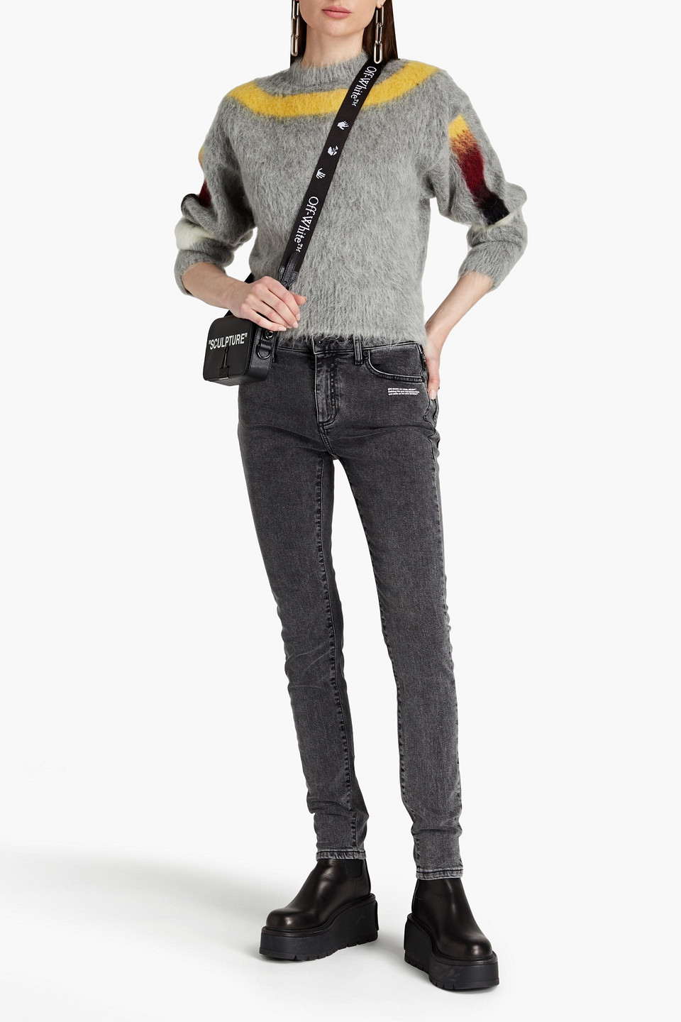 Off-white Brushed Knitted Sweater In Gray