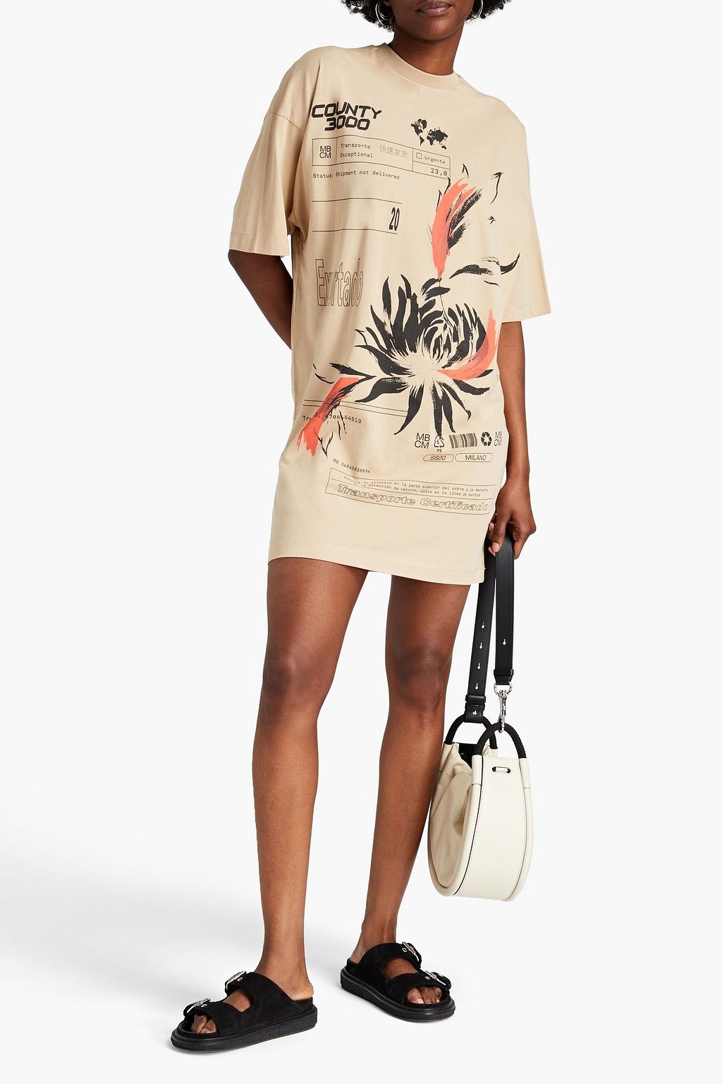 MARCELO BURLON Printed cotton-jersey mini dress