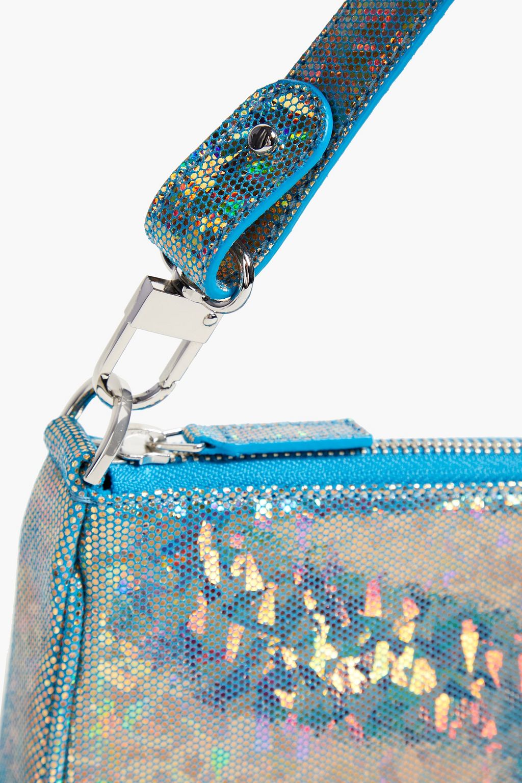 BY FAR Mini Rachel iridescent printed suede shoulder bag