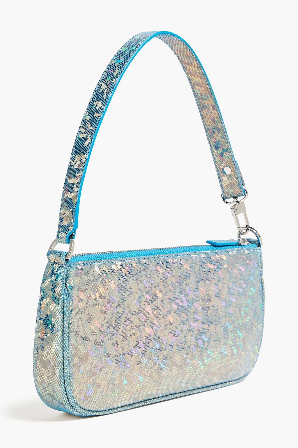 BY FAR Mini Rachel iridescent printed suede shoulder bag