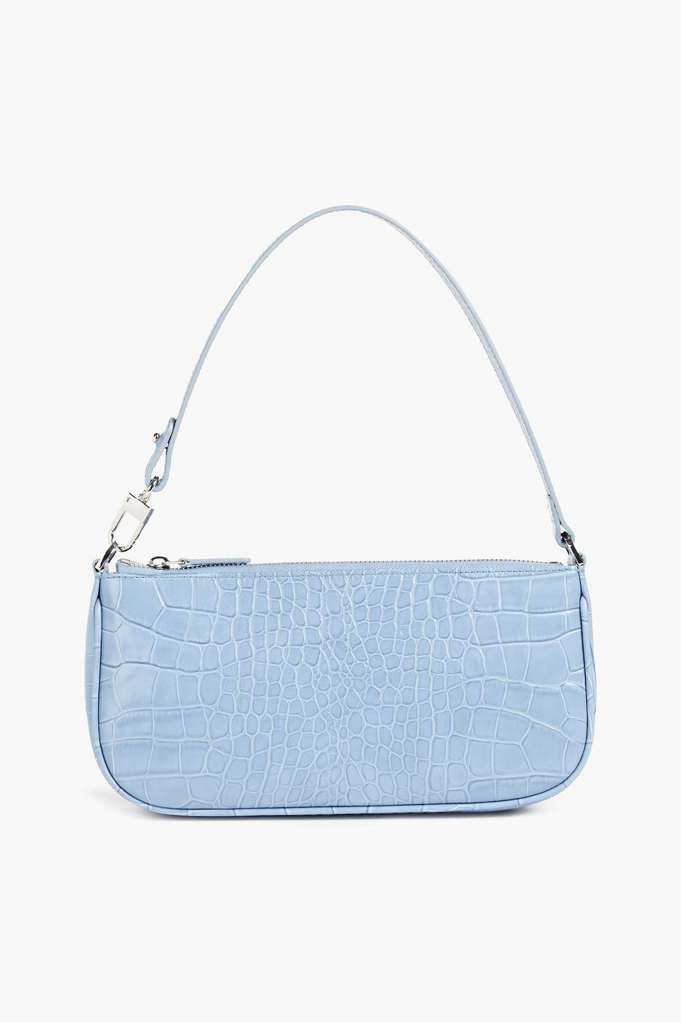 By Far Rachel Croc-effect Leather Shoulder Bag In Light Blue