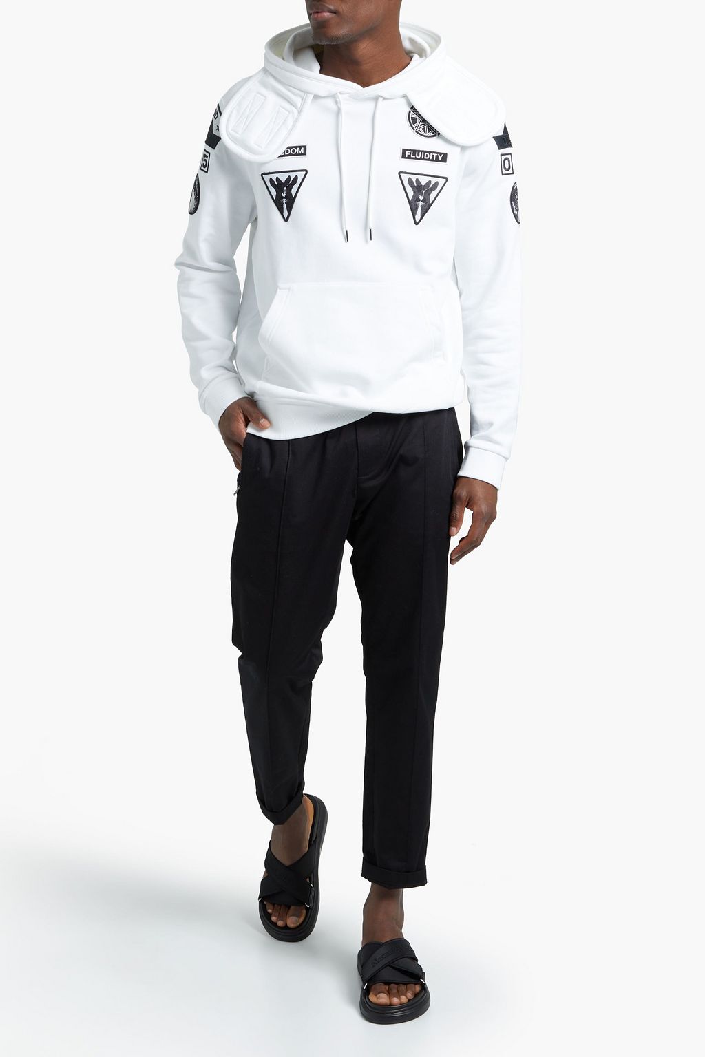 BURBERRY Appliquéd French cotton-terry hoodie