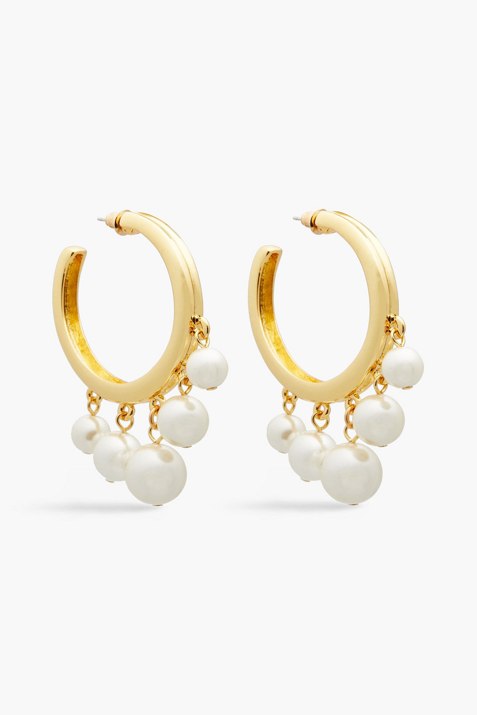 Ben-Amun Gold-tone faux-pearl hoop earrings