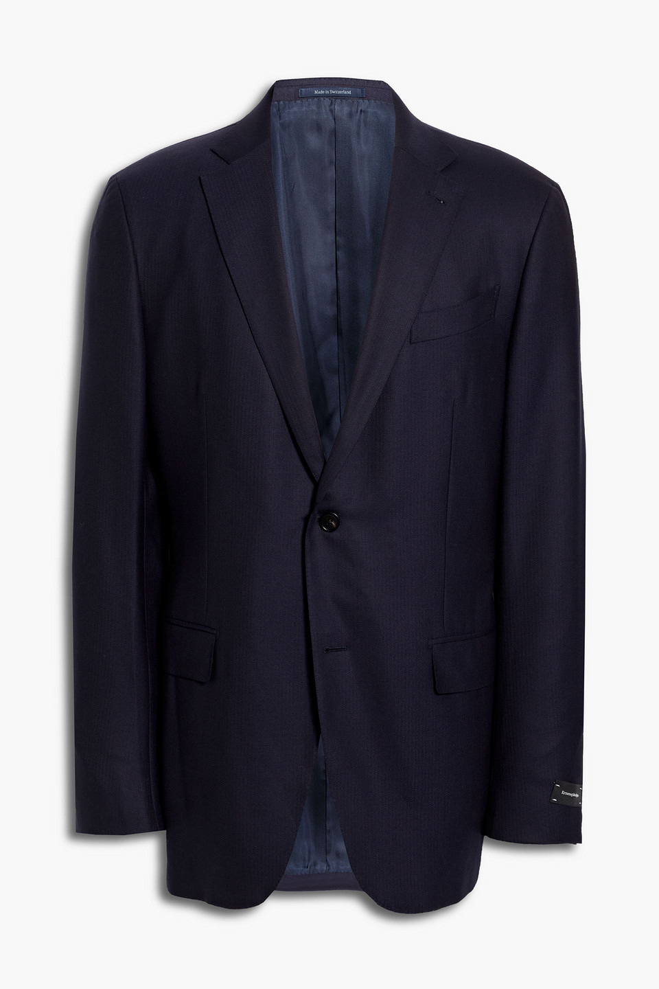 Zegna 15milmil15 Micro Pattern Wool Suit In Navy