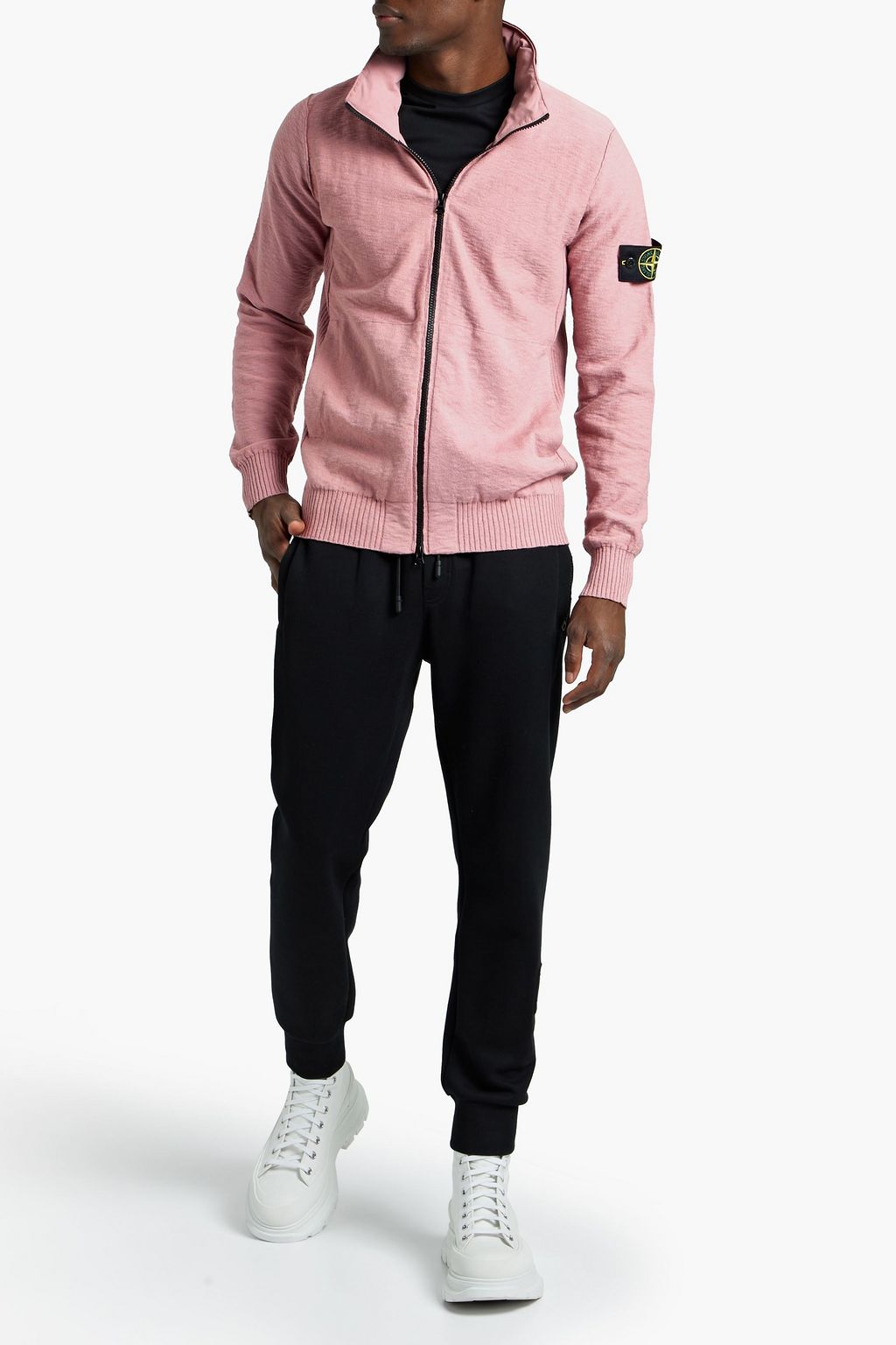 STONE ISLAND Slim-fit slub cotton-blend shell jacket
