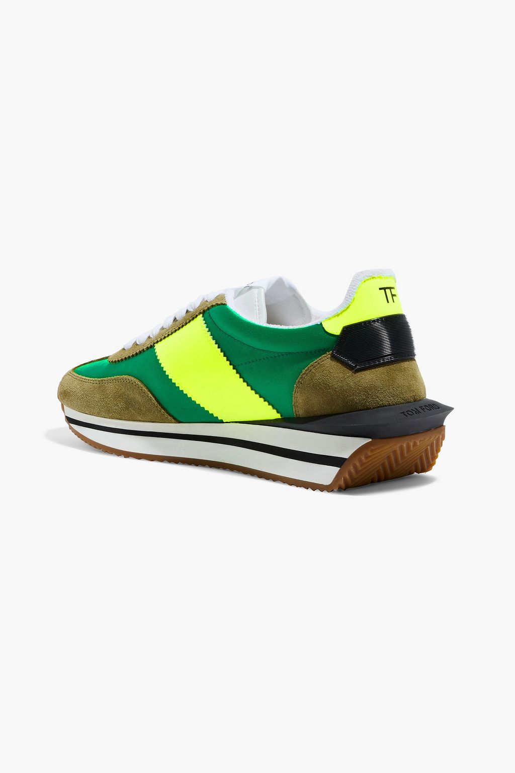 TOM FORD Leather-trimmed suede and canvas sneakers