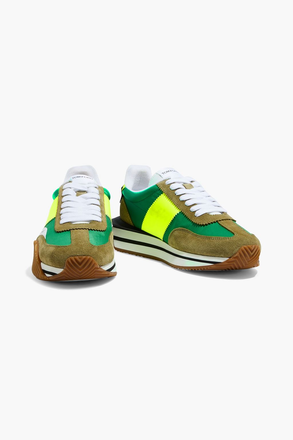 TOM FORD Leather-trimmed suede and canvas sneakers