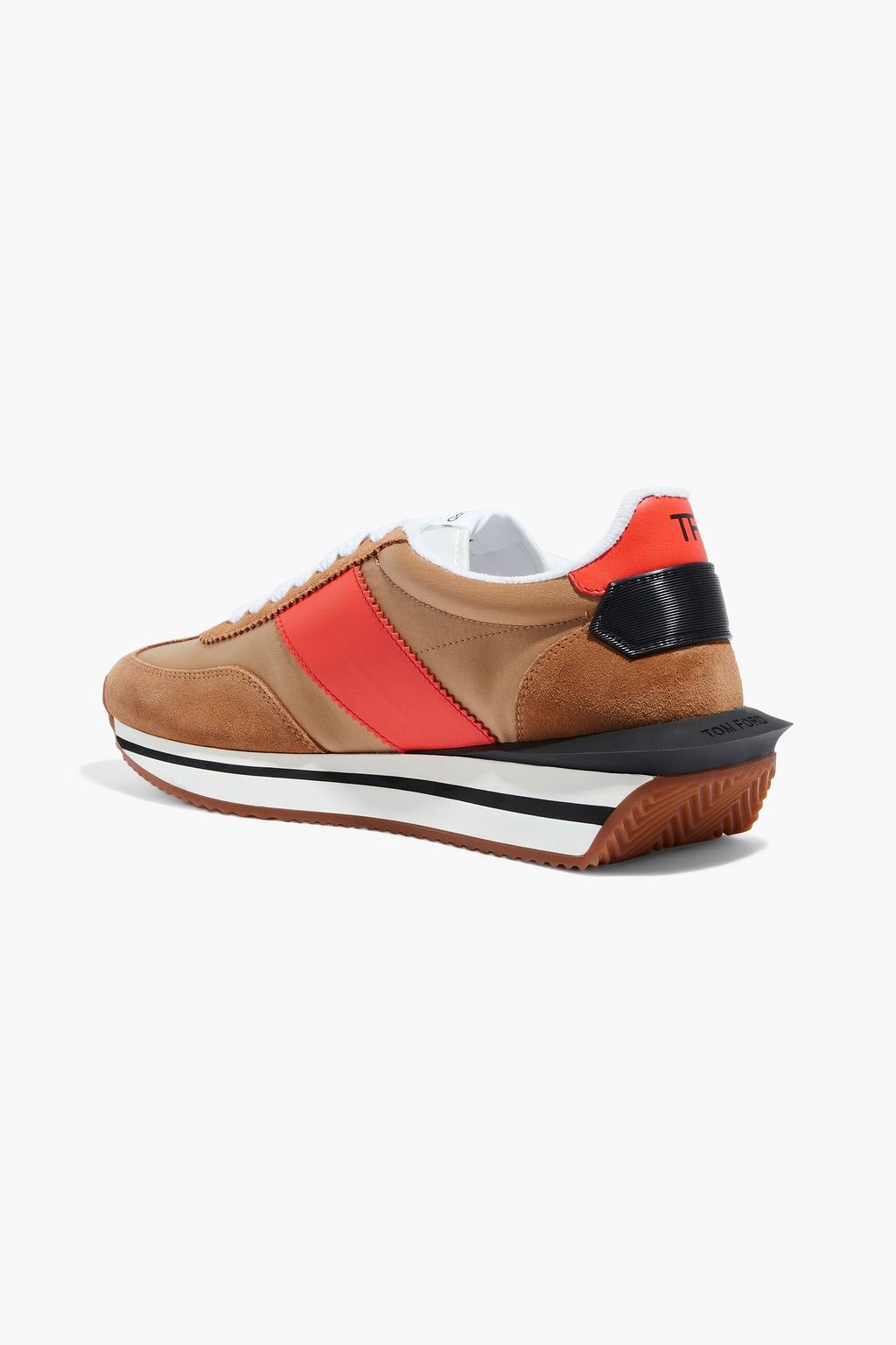 TOM FORD Leather-trimmed suede and canvas sneakers