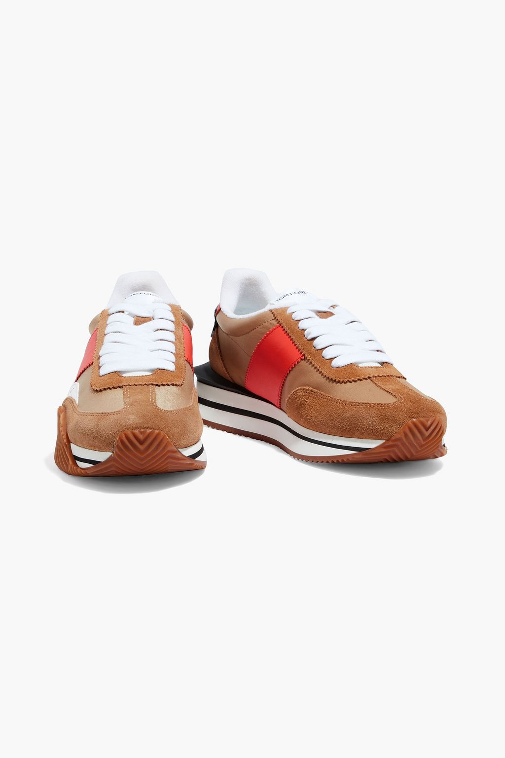 TOM FORD Leather-trimmed suede and canvas sneakers