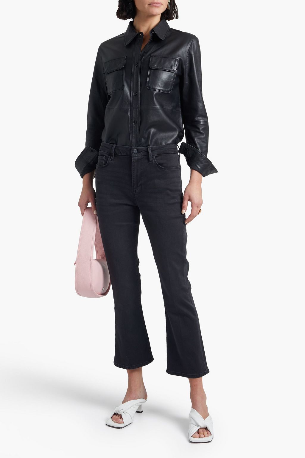 FRAME Le Crop Mini Boot metallic high-rise kick-flare jeans