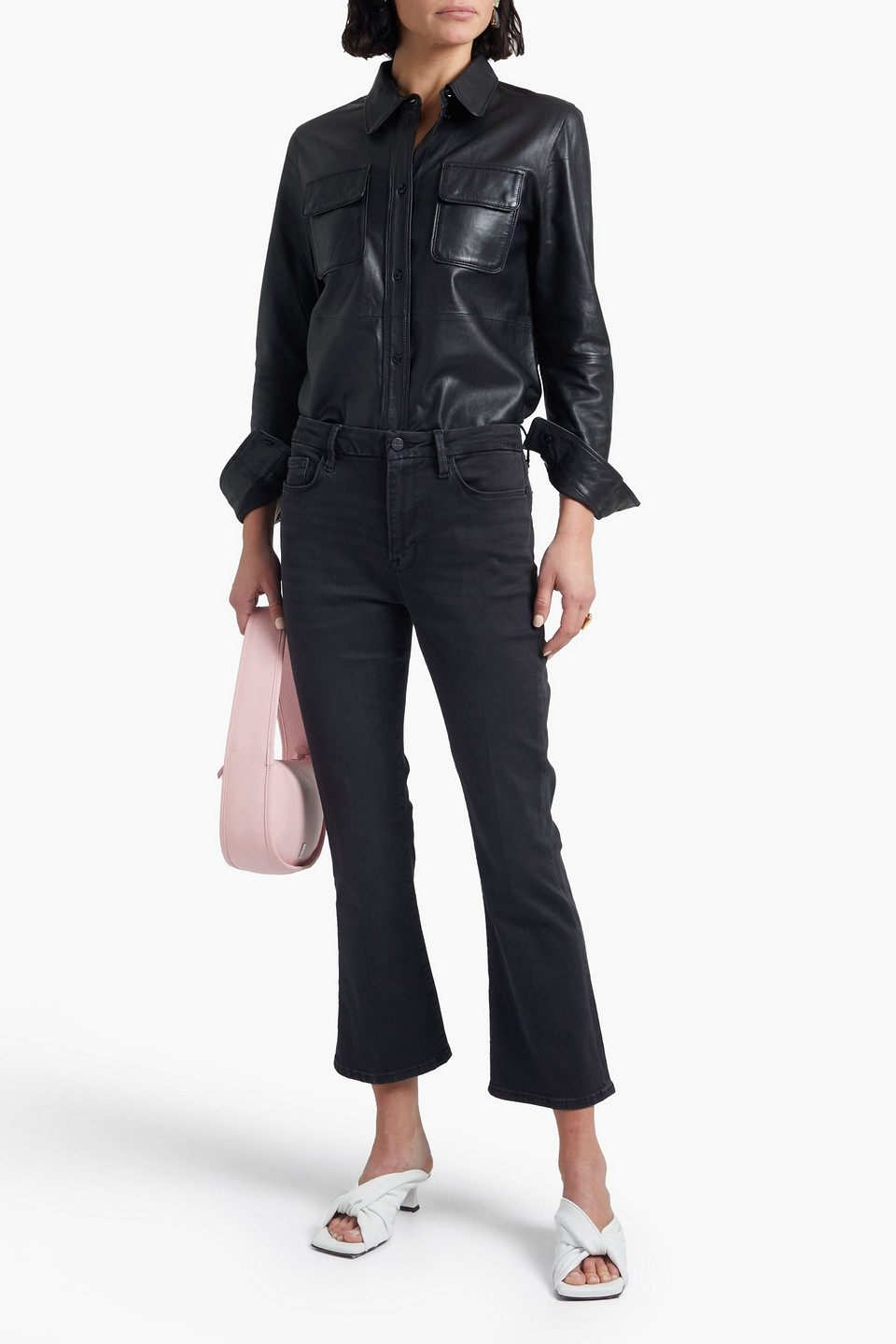 Frame Le Crop Mini Boot Mid-rise Kick-flare Jeans In Charcoal