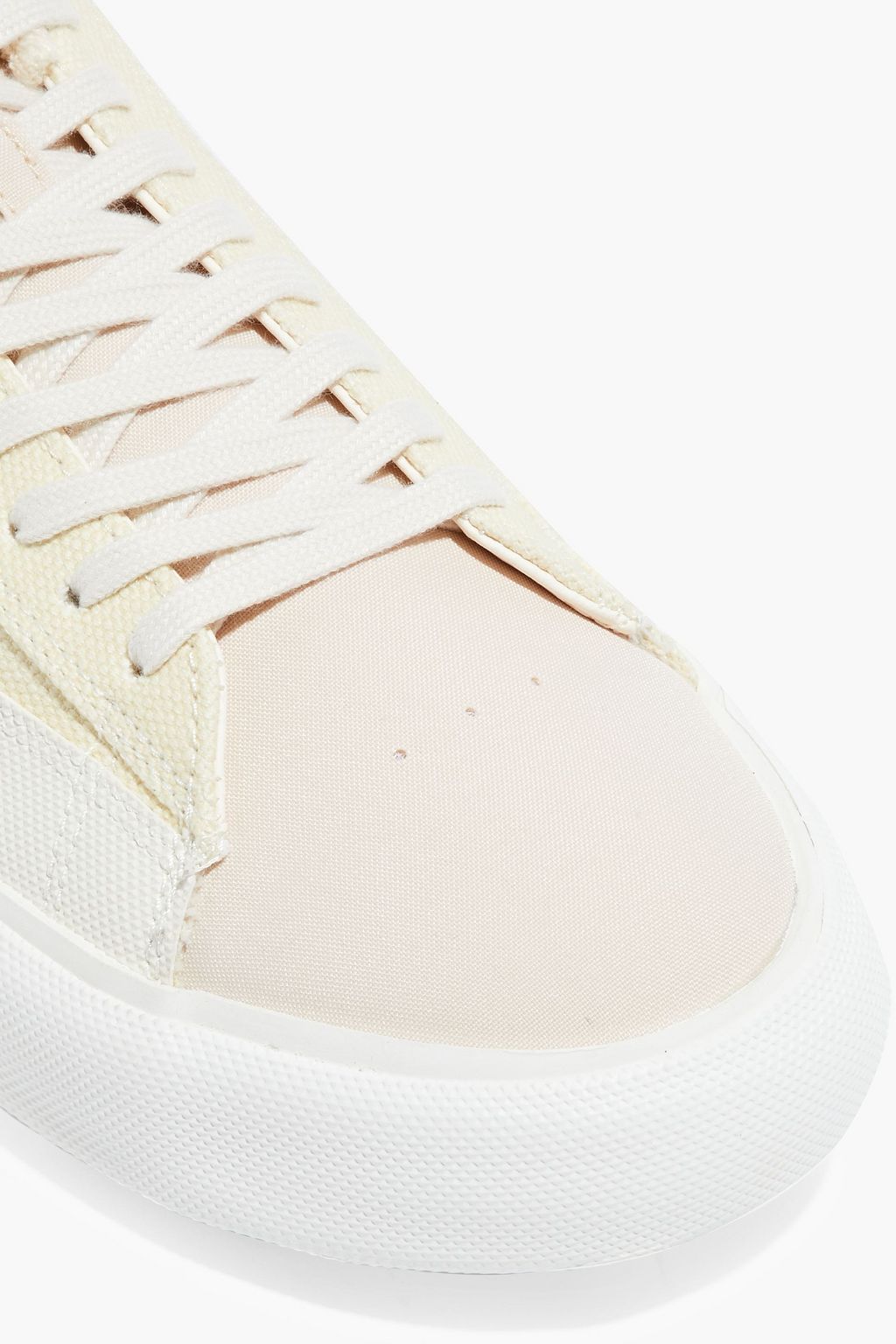 HERON PRESTON Embroidered leather-trimmed canvas sneakers