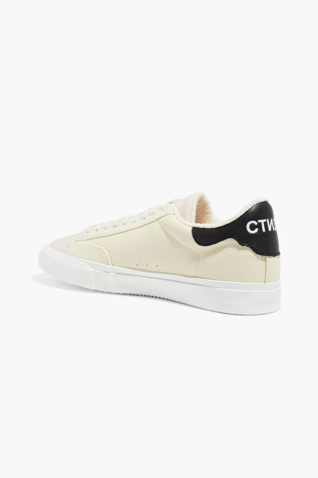 HERON PRESTON Embroidered leather-trimmed canvas sneakers