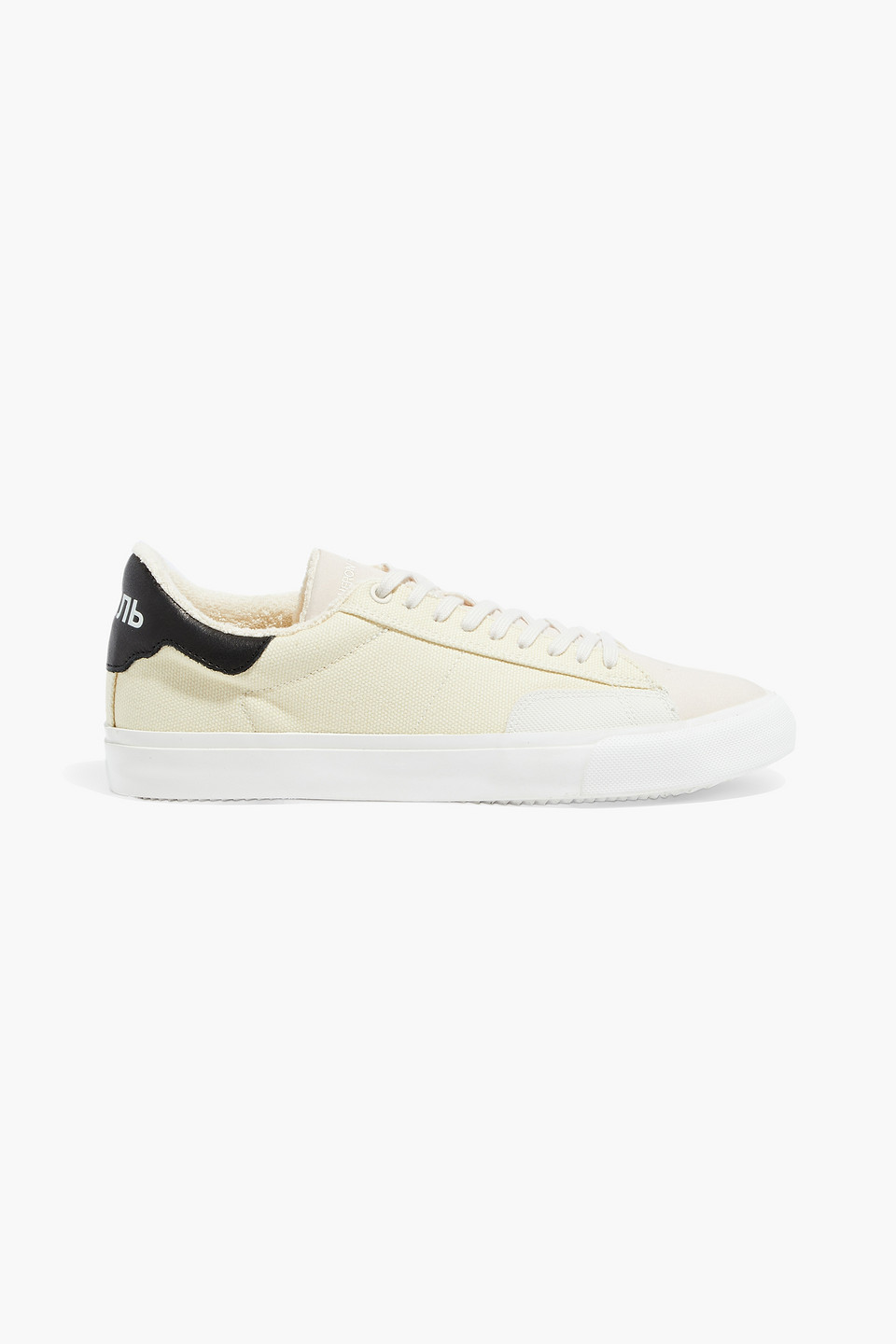 Heron Preston Embroidered Leather-trimmed Canvas Sneakers In Cream