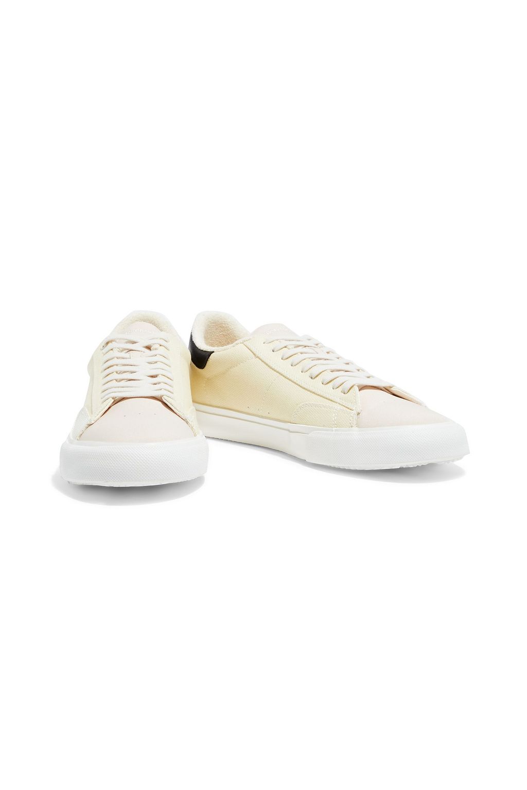 HERON PRESTON Embroidered leather-trimmed canvas sneakers