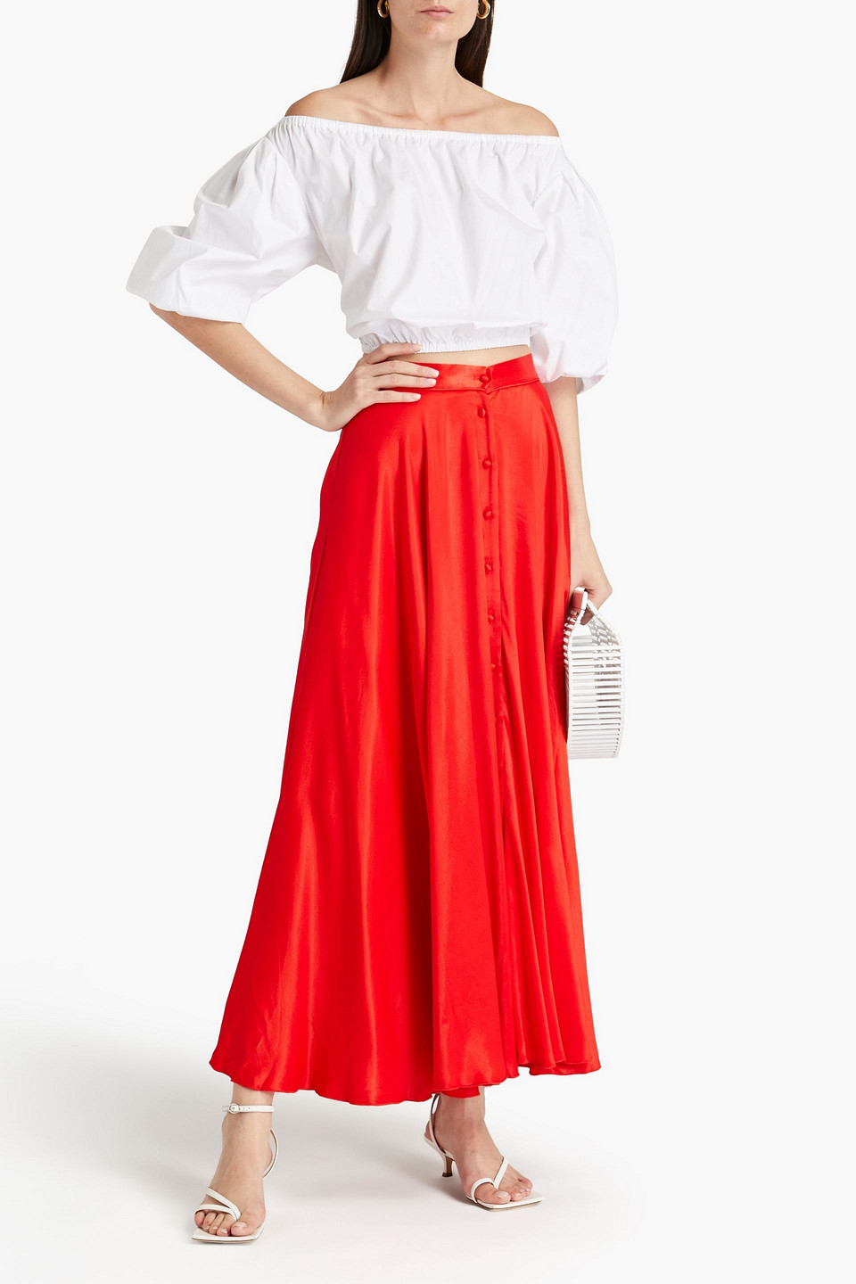 Rotate Birger Christensen Pamela Satin Maxi Skirt