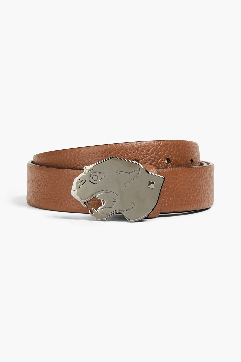 Valentino Garavani Pebbled-leather Belt In Brown