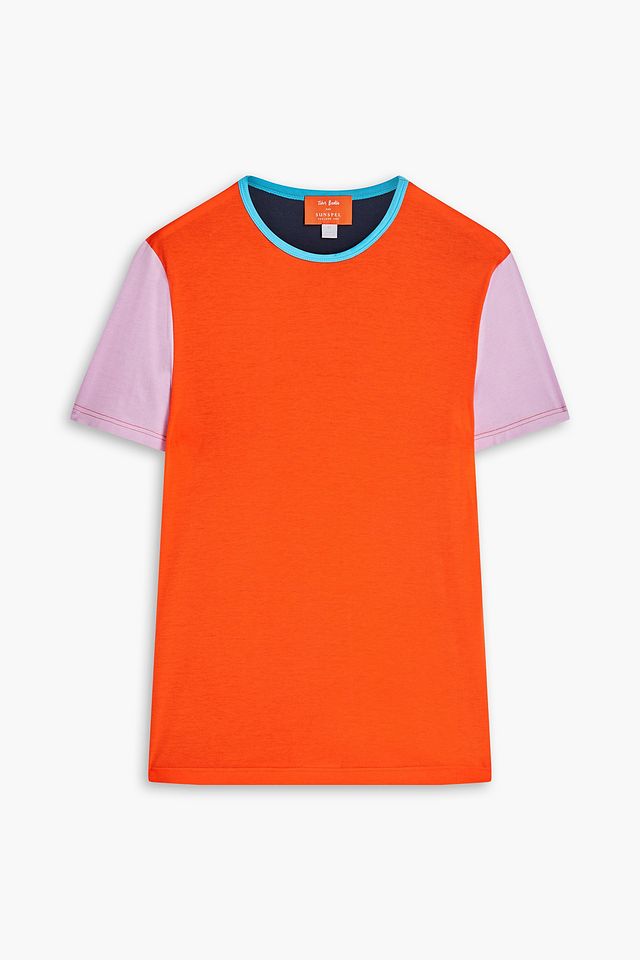 Color-block cotton-jersey T-shirt
