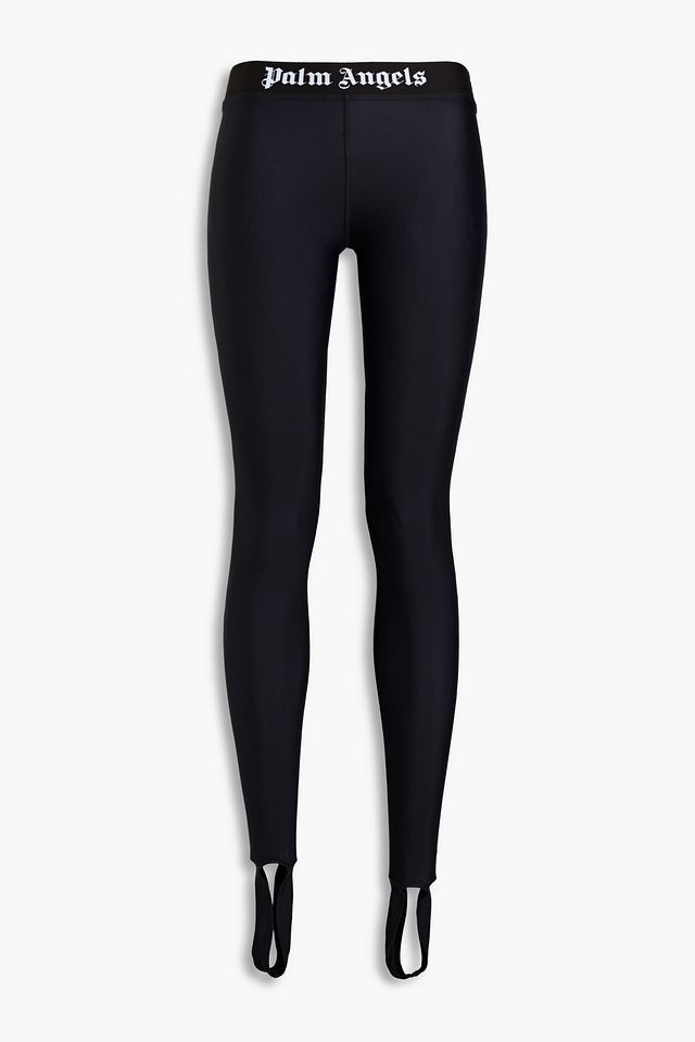 Jacquard-trimmed stretch stirrup leggings