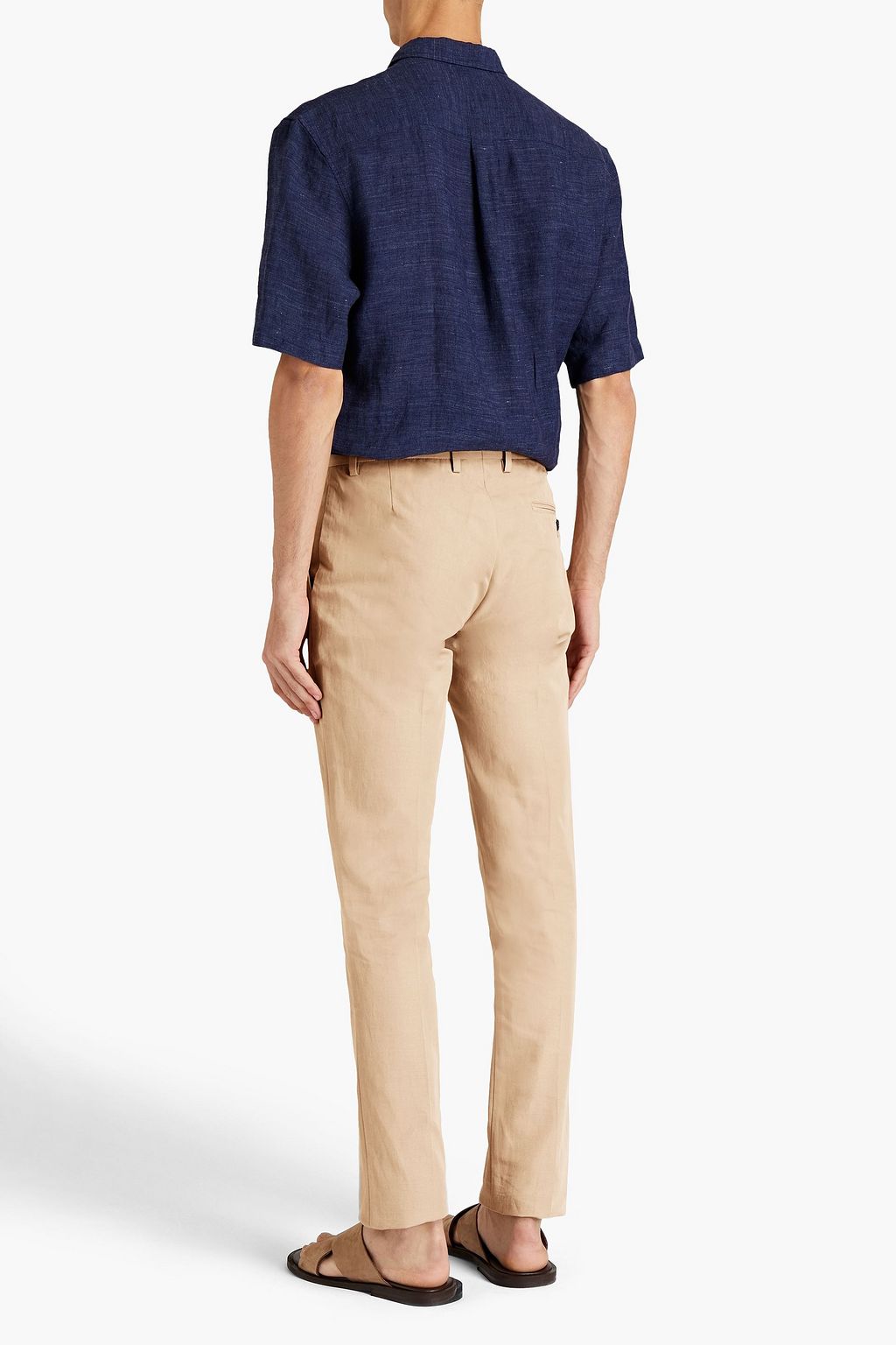 SUNSPEL Slim-fit cotton and linen-blend twill pants