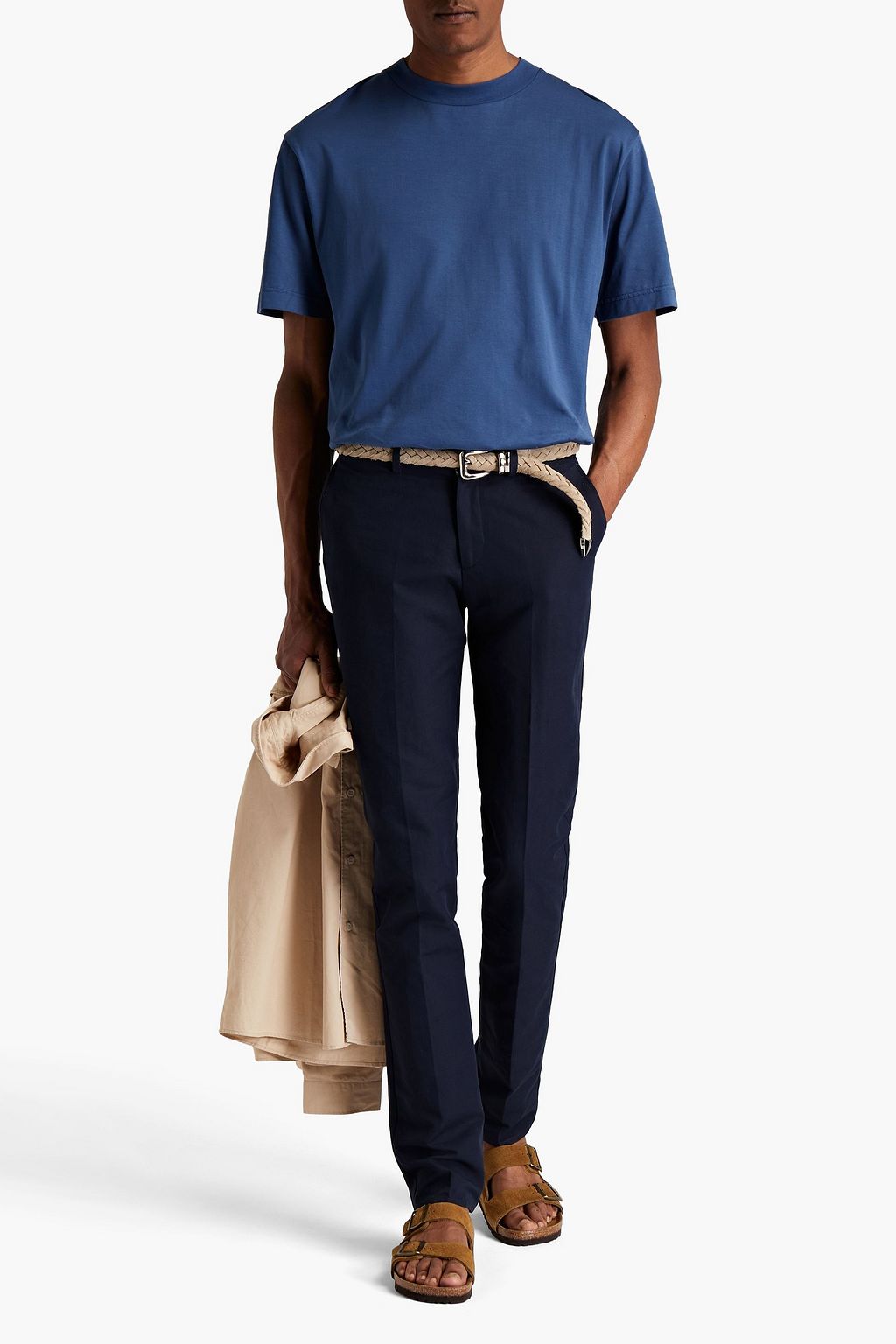 SUNSPEL Slim-fit cotton and linen-blend twill pants