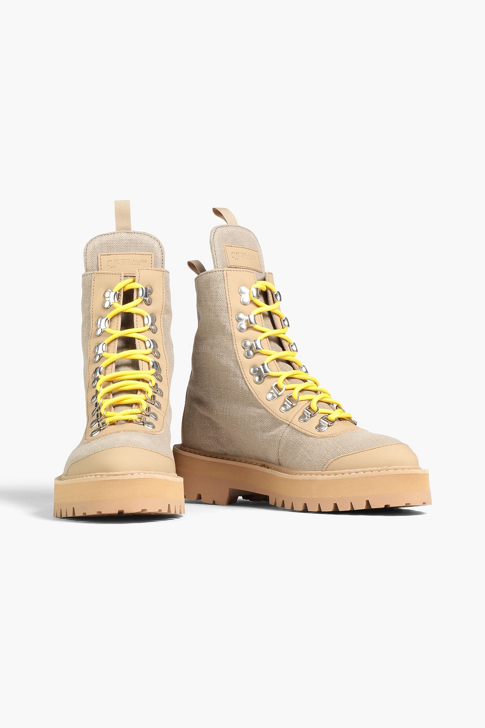 Off-white Canvas Combat Boots