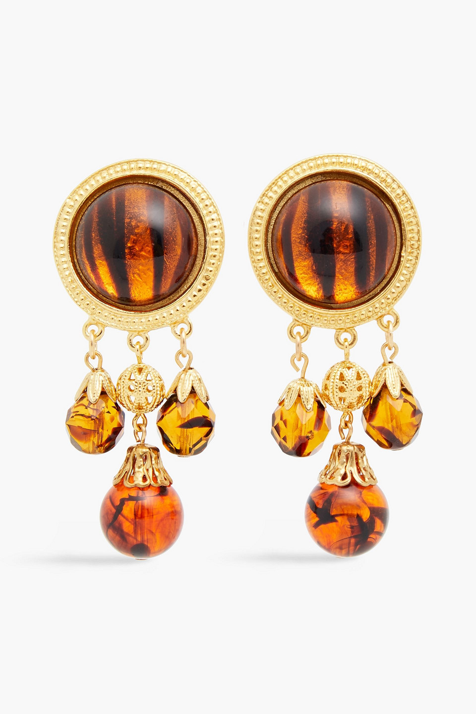 Ben-Amun 24-karat gold-plated stone clip earrings