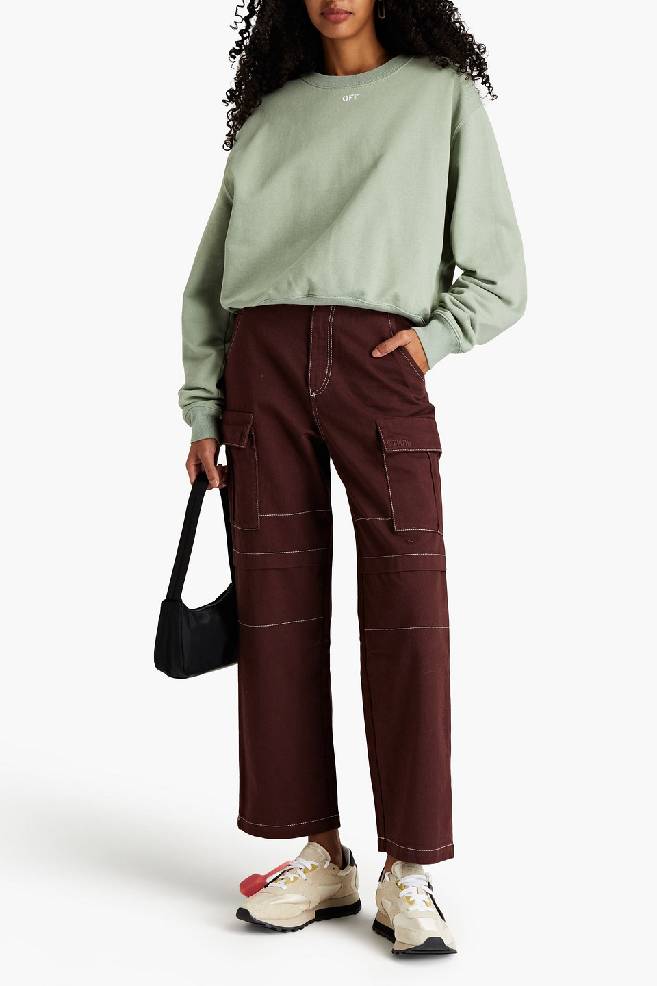 Off-white Cropped Logo-print French Cotton-terry Sweatshirt