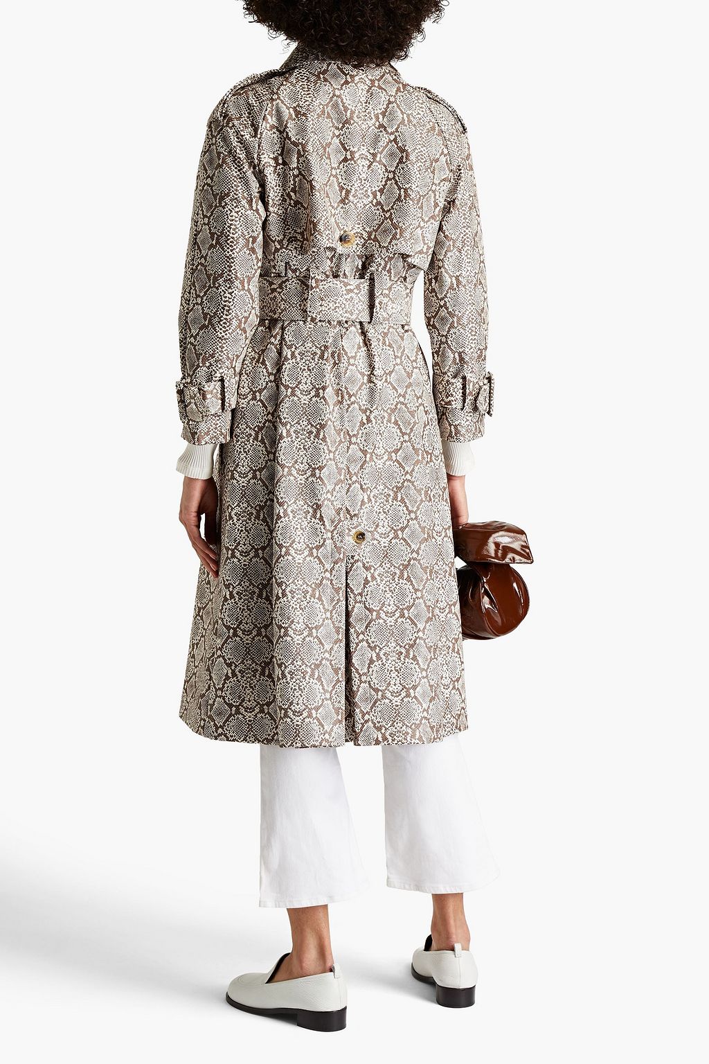 ALEXACHUNG Coated snake-print faux leather trench coat