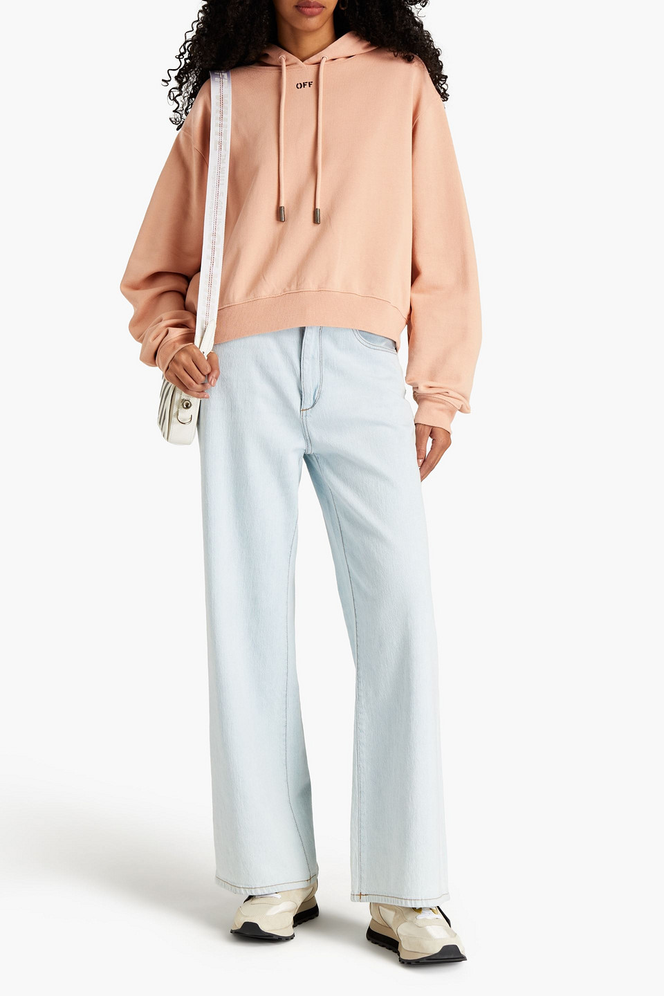 Off-white Printed French Cotton-terry Hoodie In Neutrals
