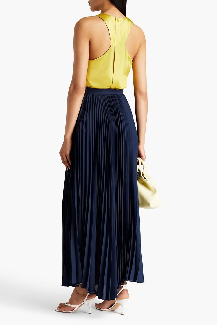 Navy Pleated crepe maxi skirt | BITE STUDIOS | THE OUTNET